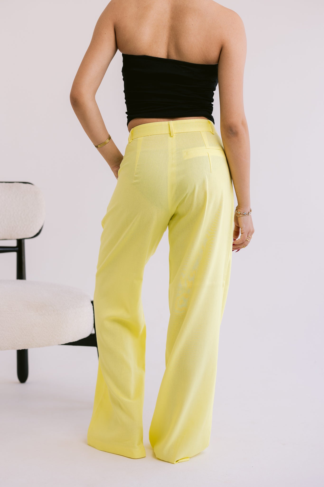 Flowing Linen Trousers - Yellow