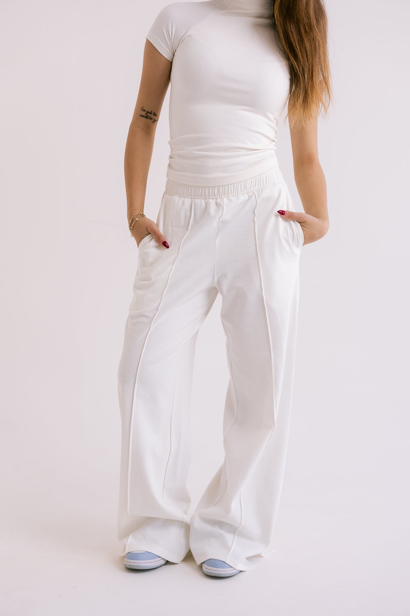 Wide-Leg Jogger Trousers - Offwhite