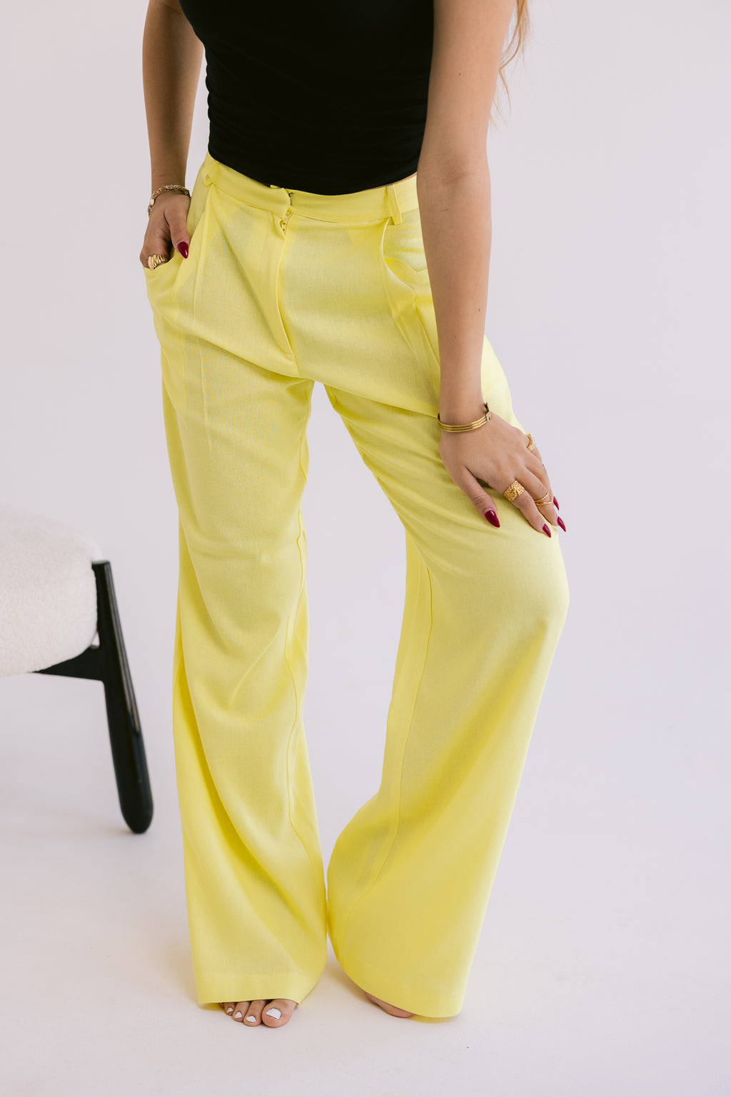 Flowing Linen Trousers - Yellow