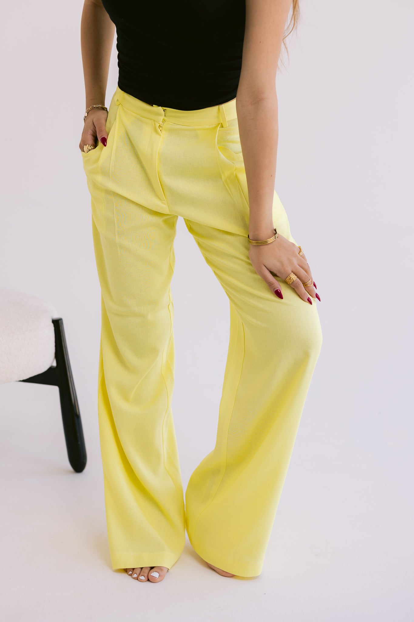 Flowing Linen Trousers - Yellow