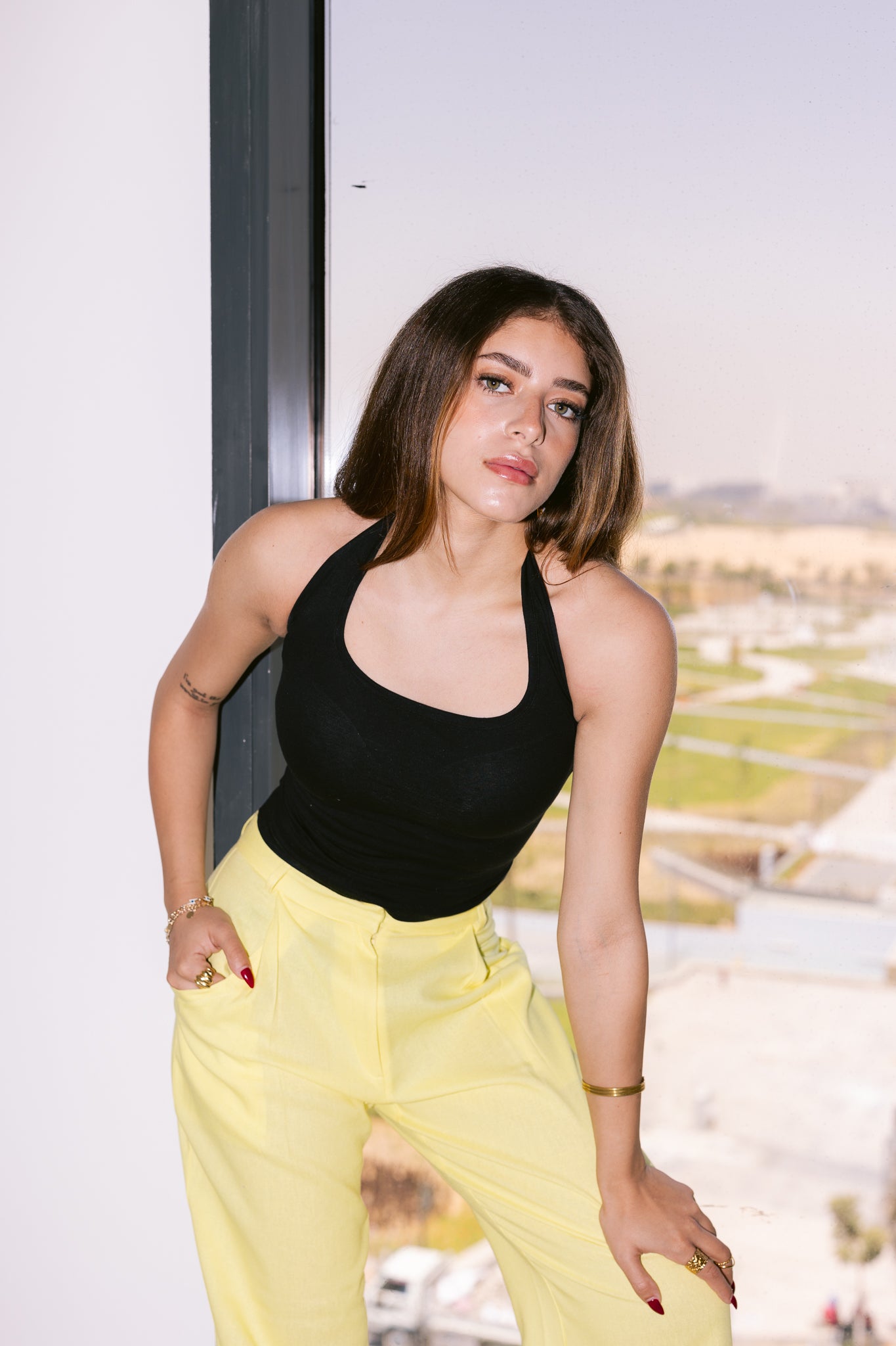 Flowing Linen Trousers - Yellow