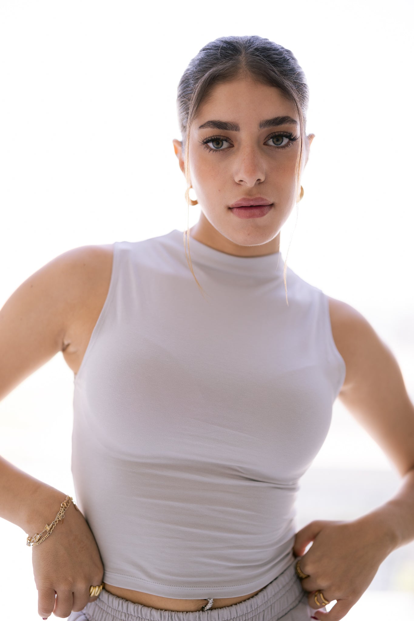 Mock Neck Top - Light Grey