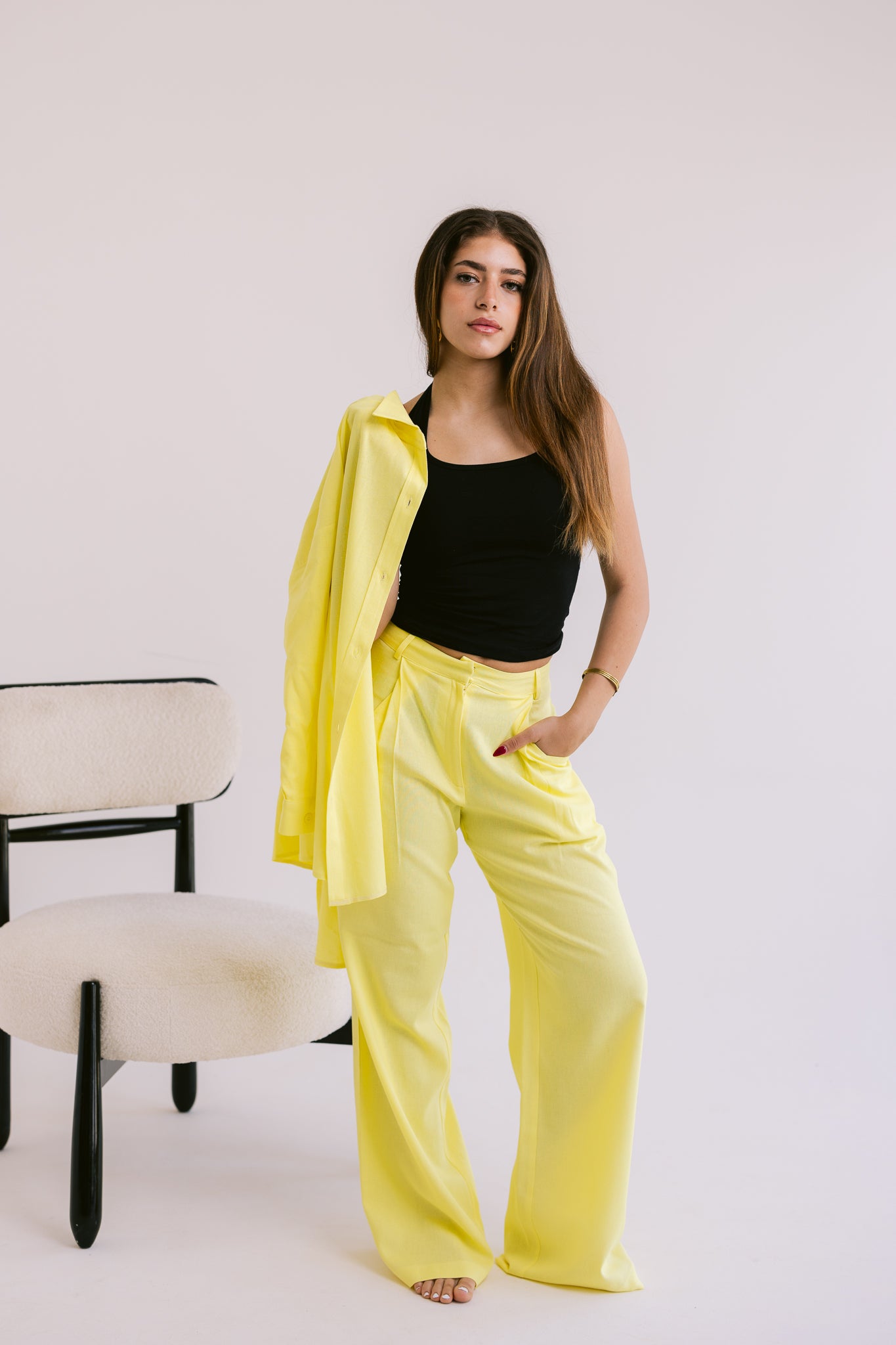 Flowing Linen Trousers - Yellow