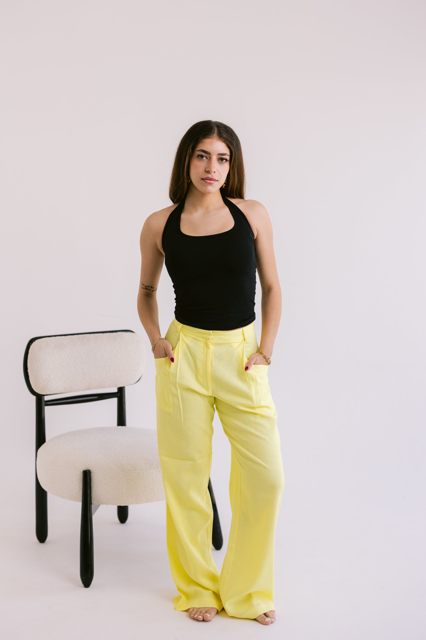 Flowing Linen Trousers - Yellow