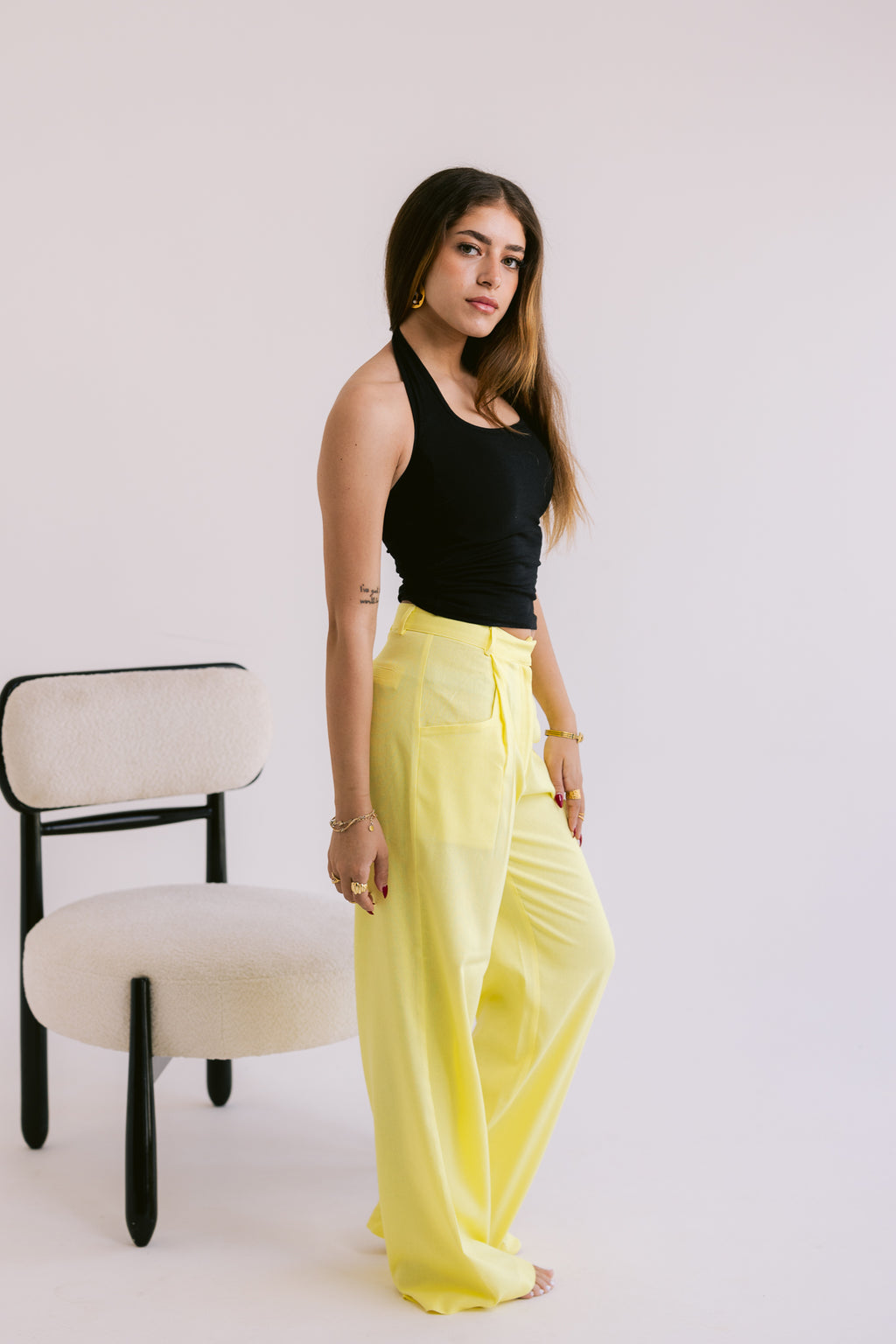 Flowing Linen Trousers - Yellow
