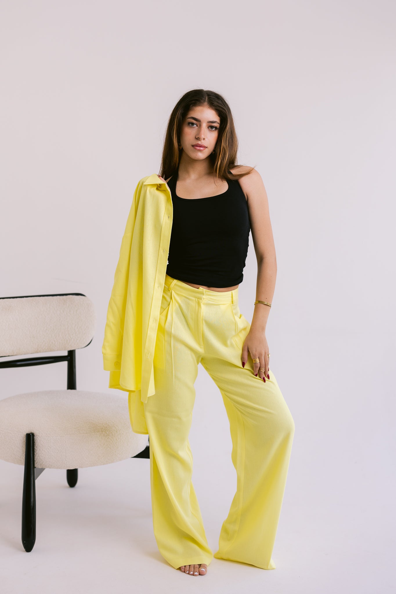 Flowing Linen Trousers - Yellow