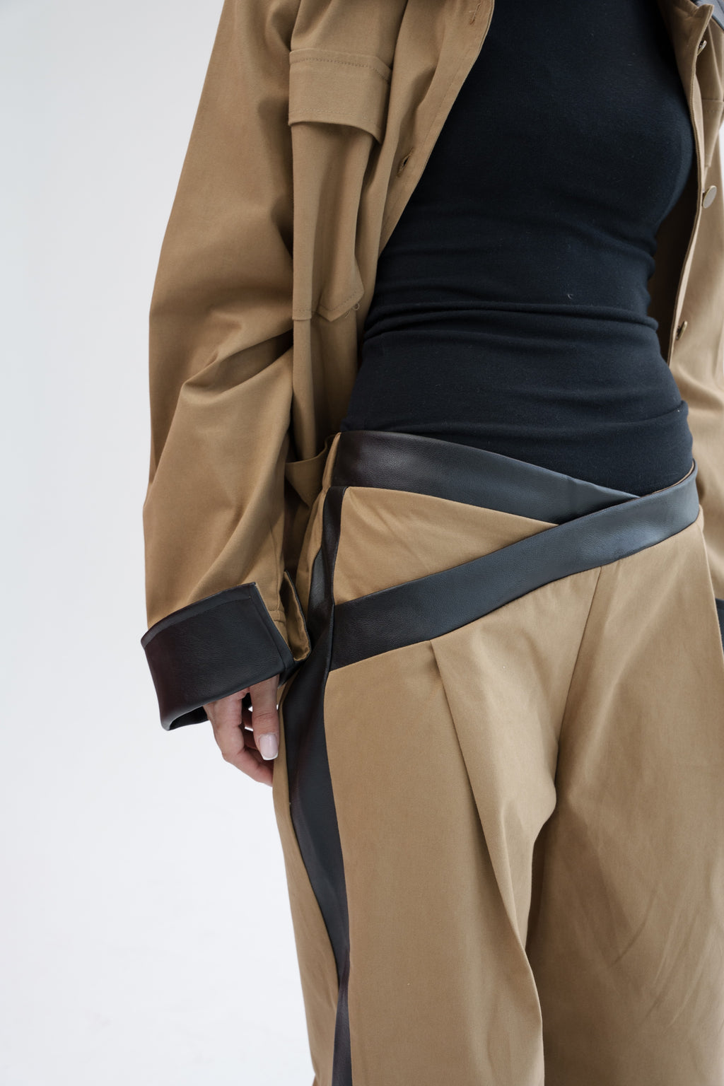 The Contrast Pants - Camel