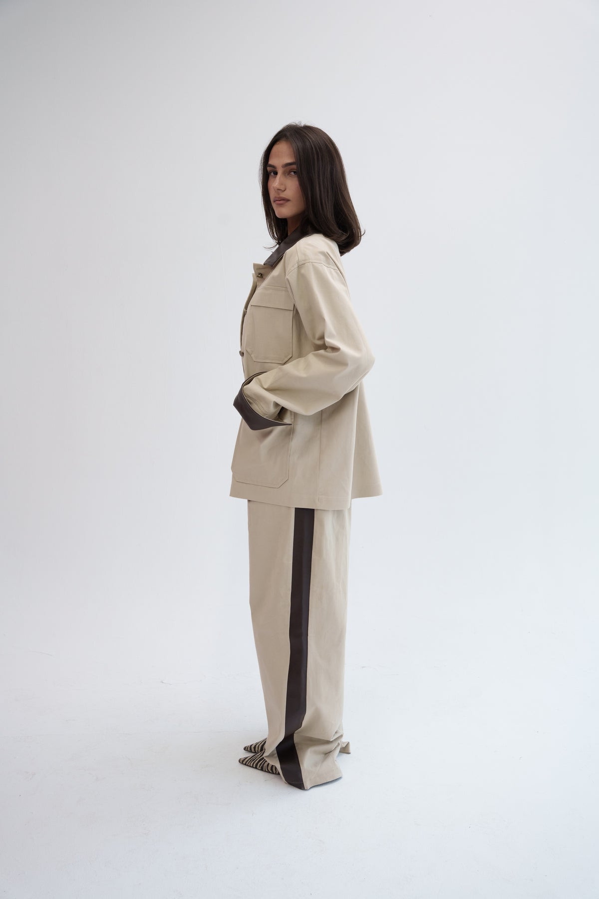 The Contrast Pants - Beige