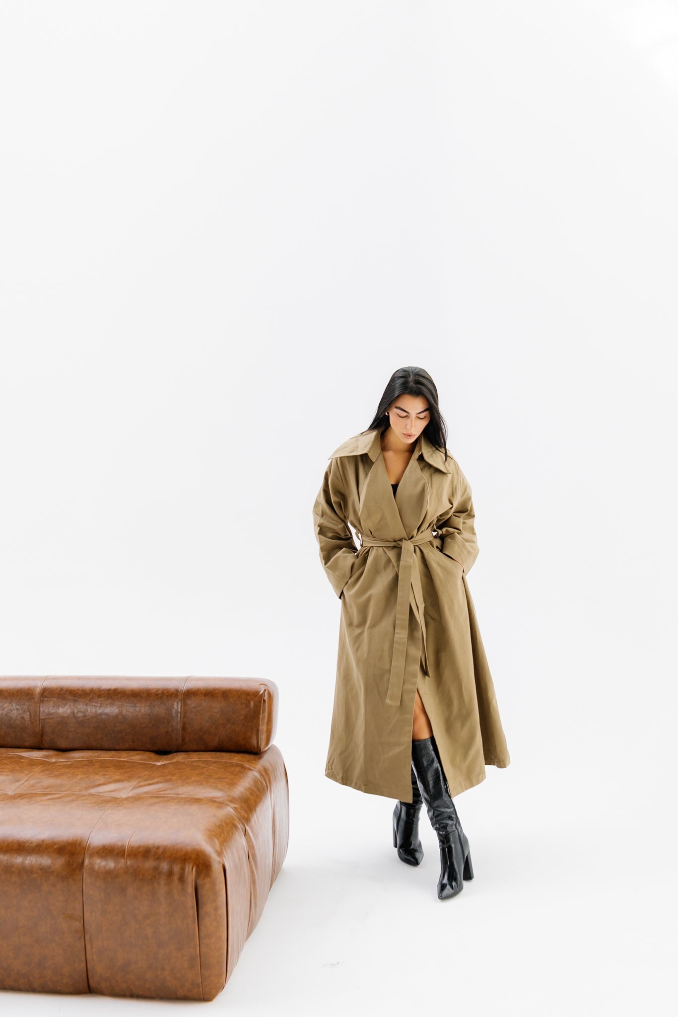 Flowing Trench Coat - Olive
