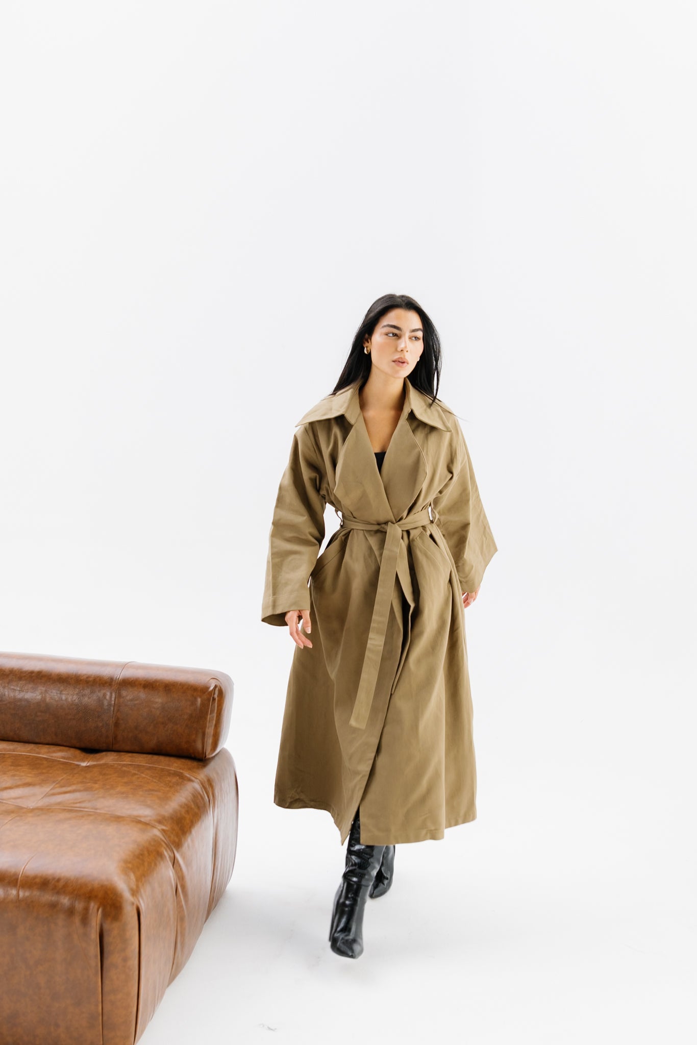 Flowing Trench Coat - Olive