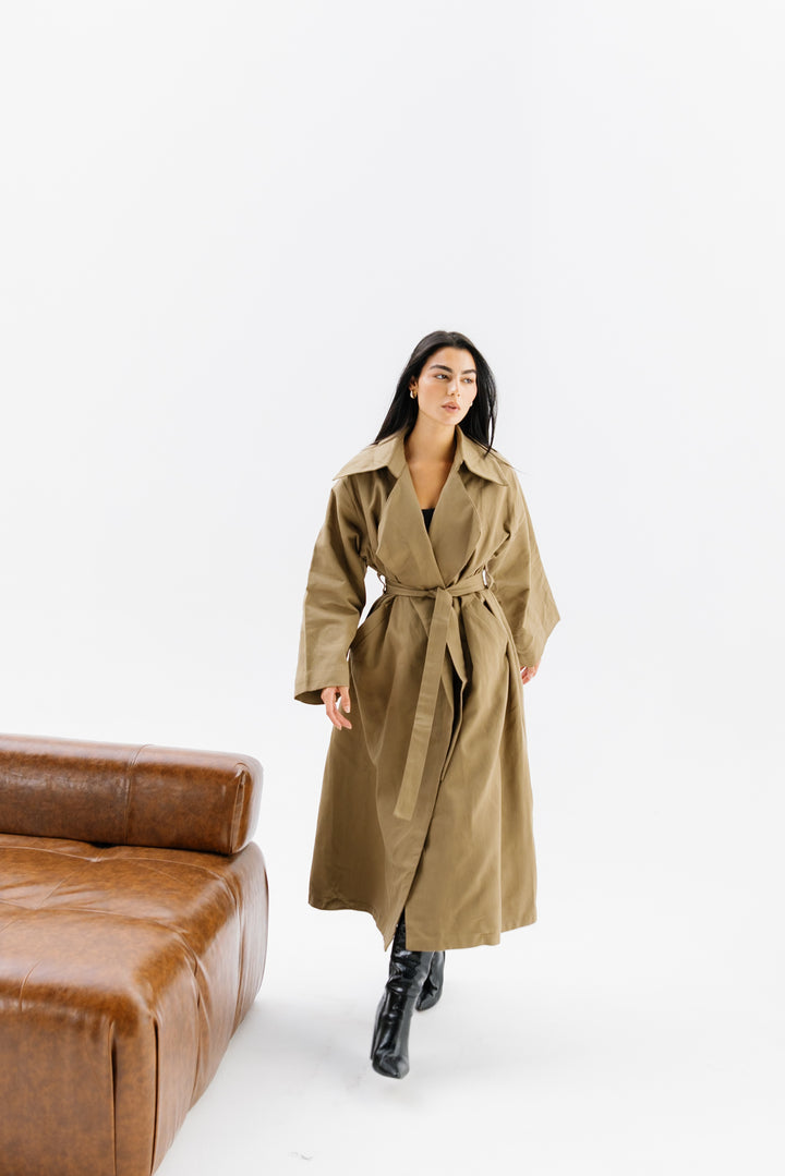 Flowing Trench Coat - Olive