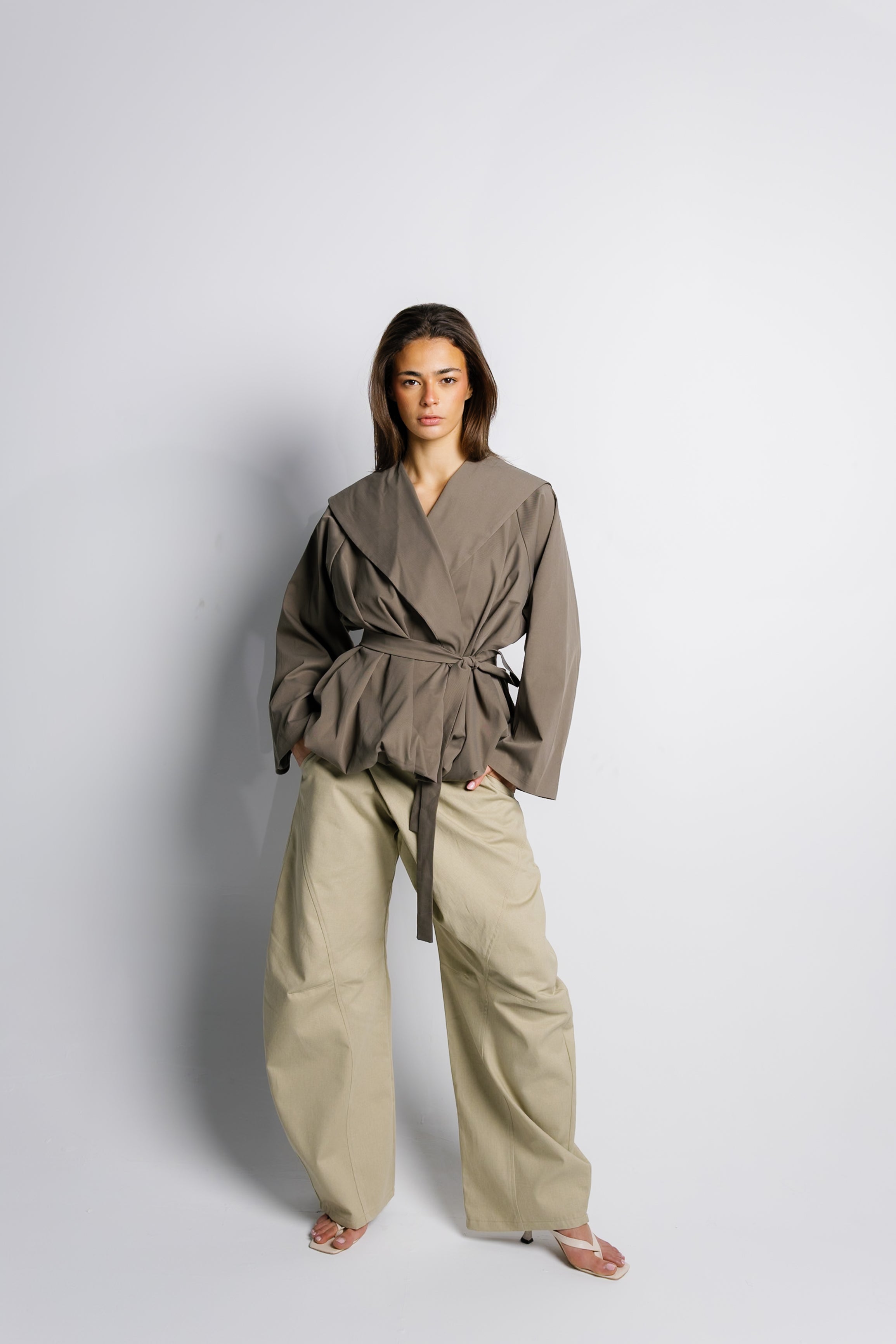 Offset Balloon Jacket - Olive