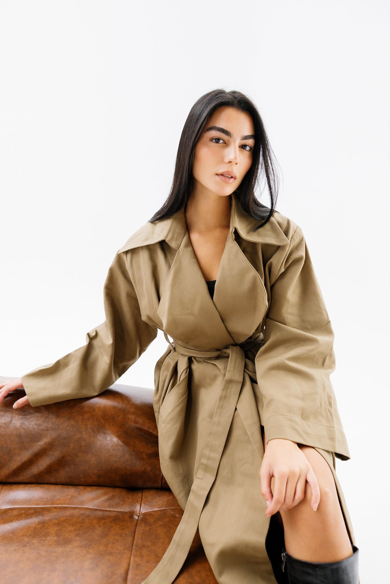 Flowing Trench Coat - Olive