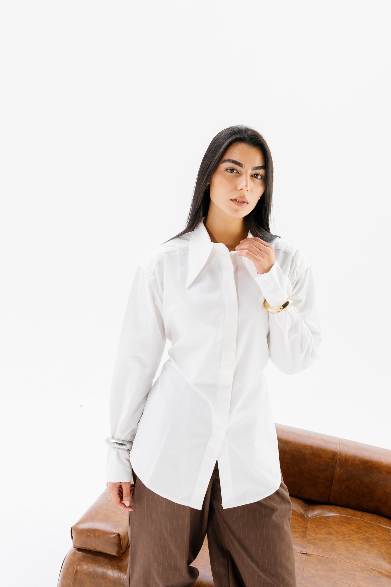 Dad Fitted Shirt - White