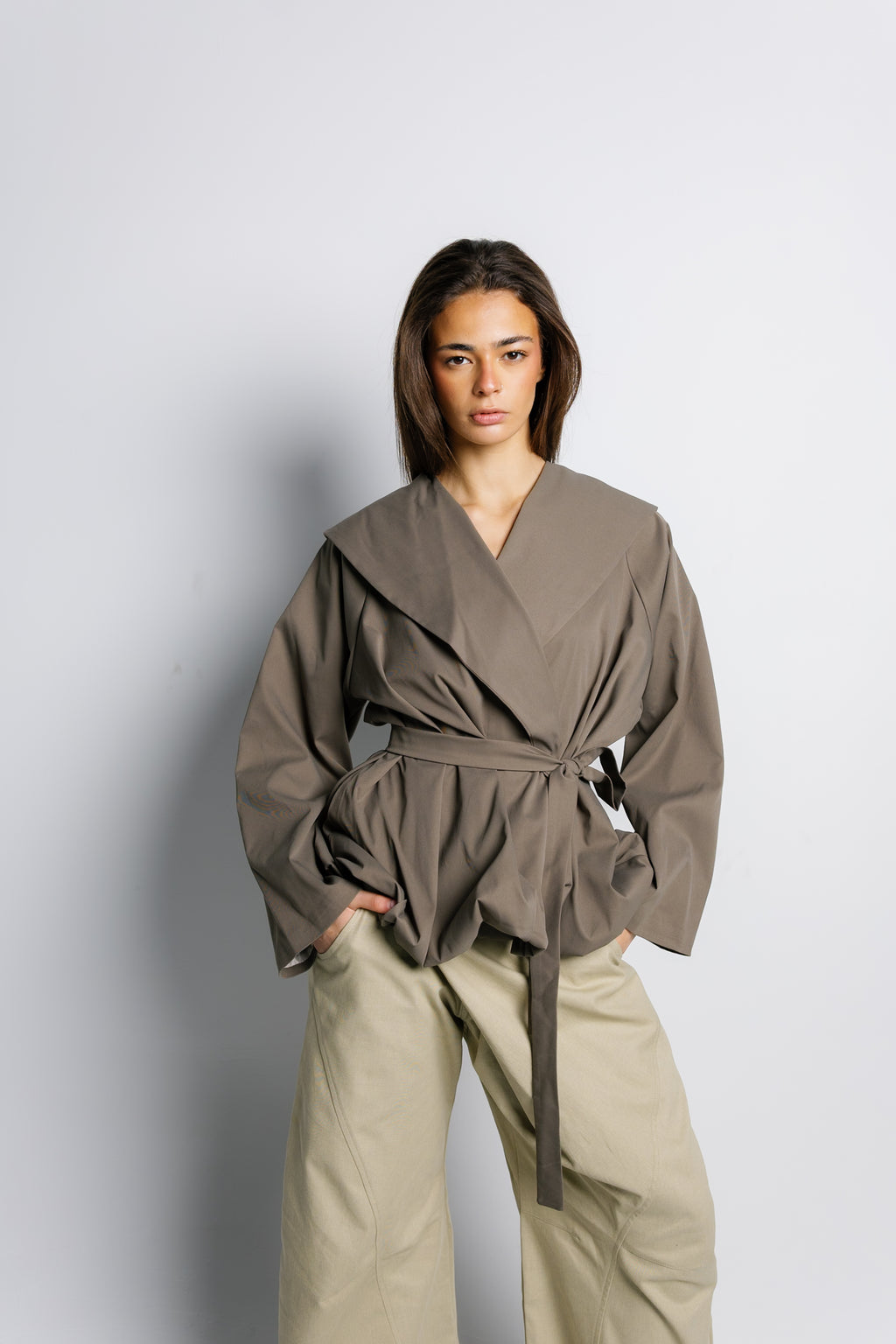 Offset Balloon Jacket - Olive