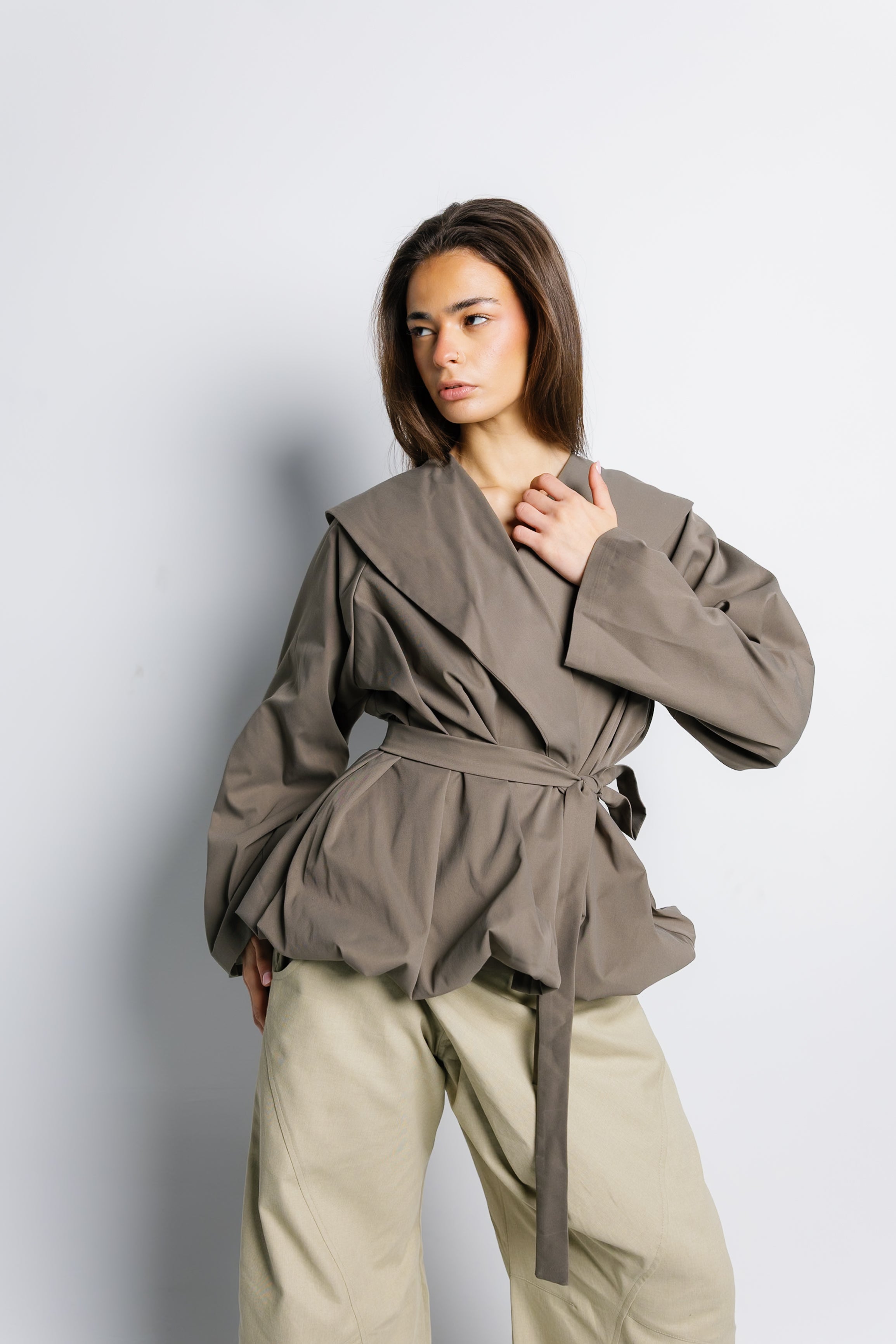 Offset Balloon Jacket - Olive