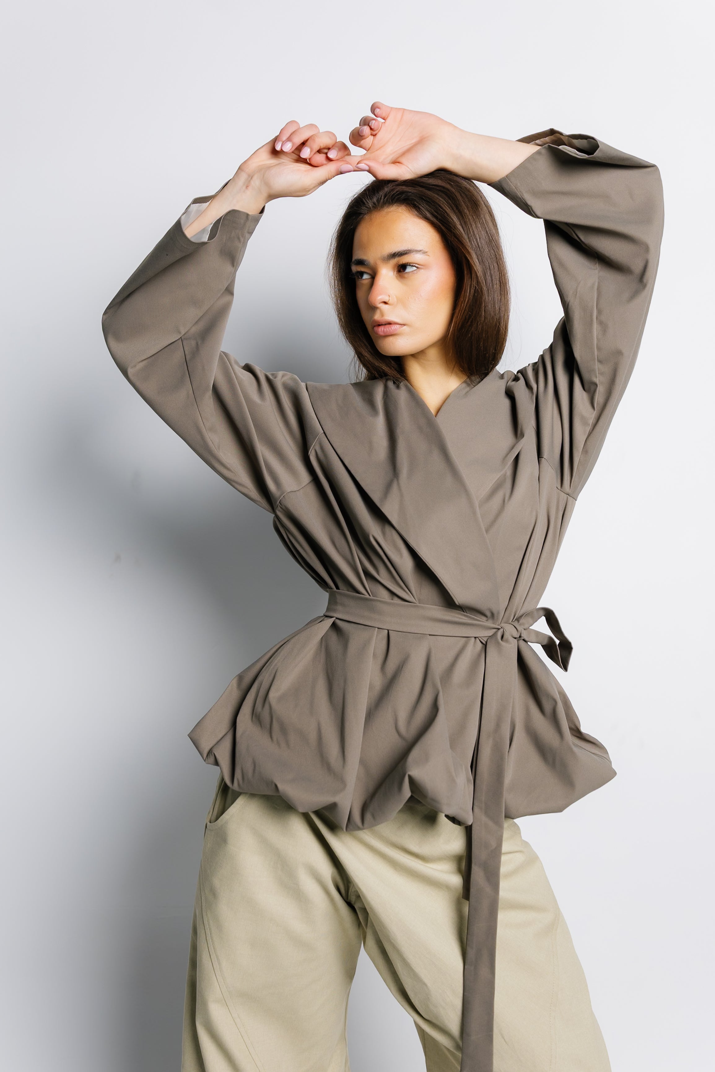 Offset Balloon Jacket - Olive