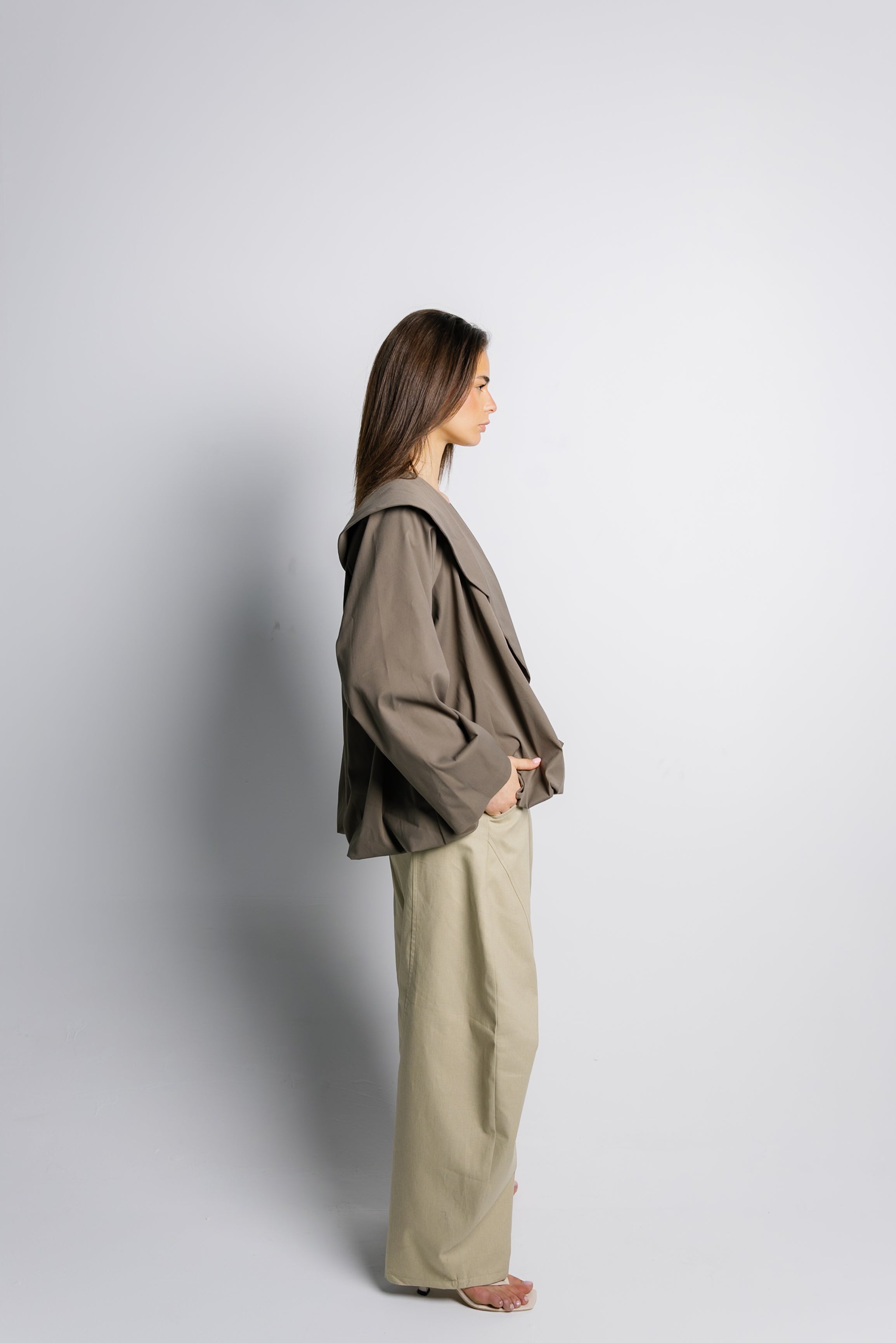 Offset Balloon Jacket - Olive