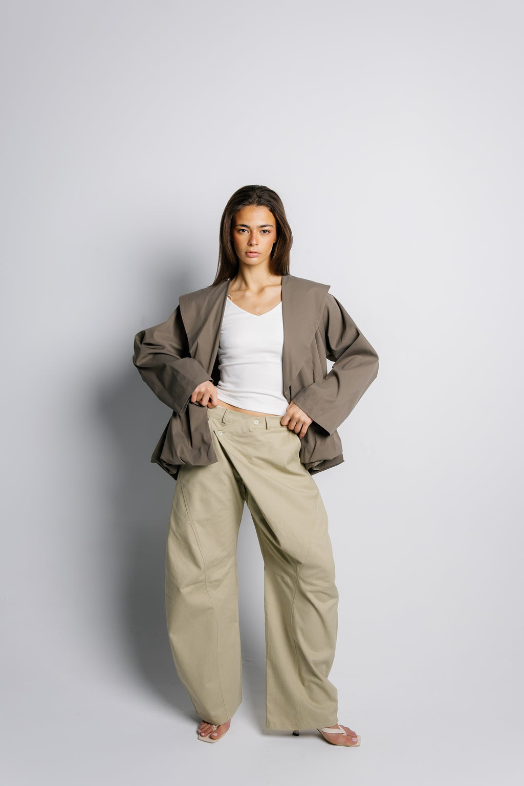 Offset Balloon Jacket - Olive