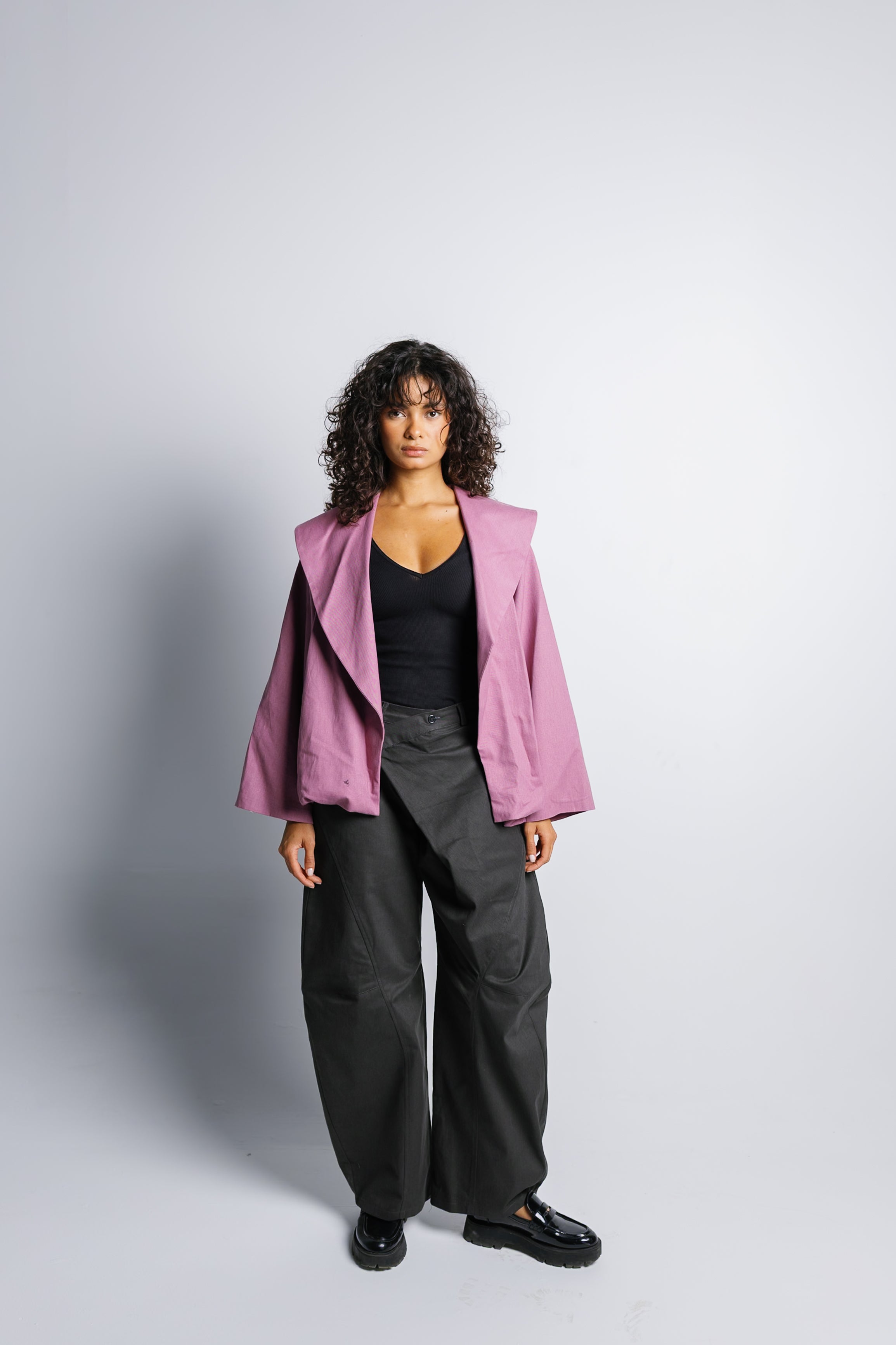 Offset Balloon Jacket - China Rose