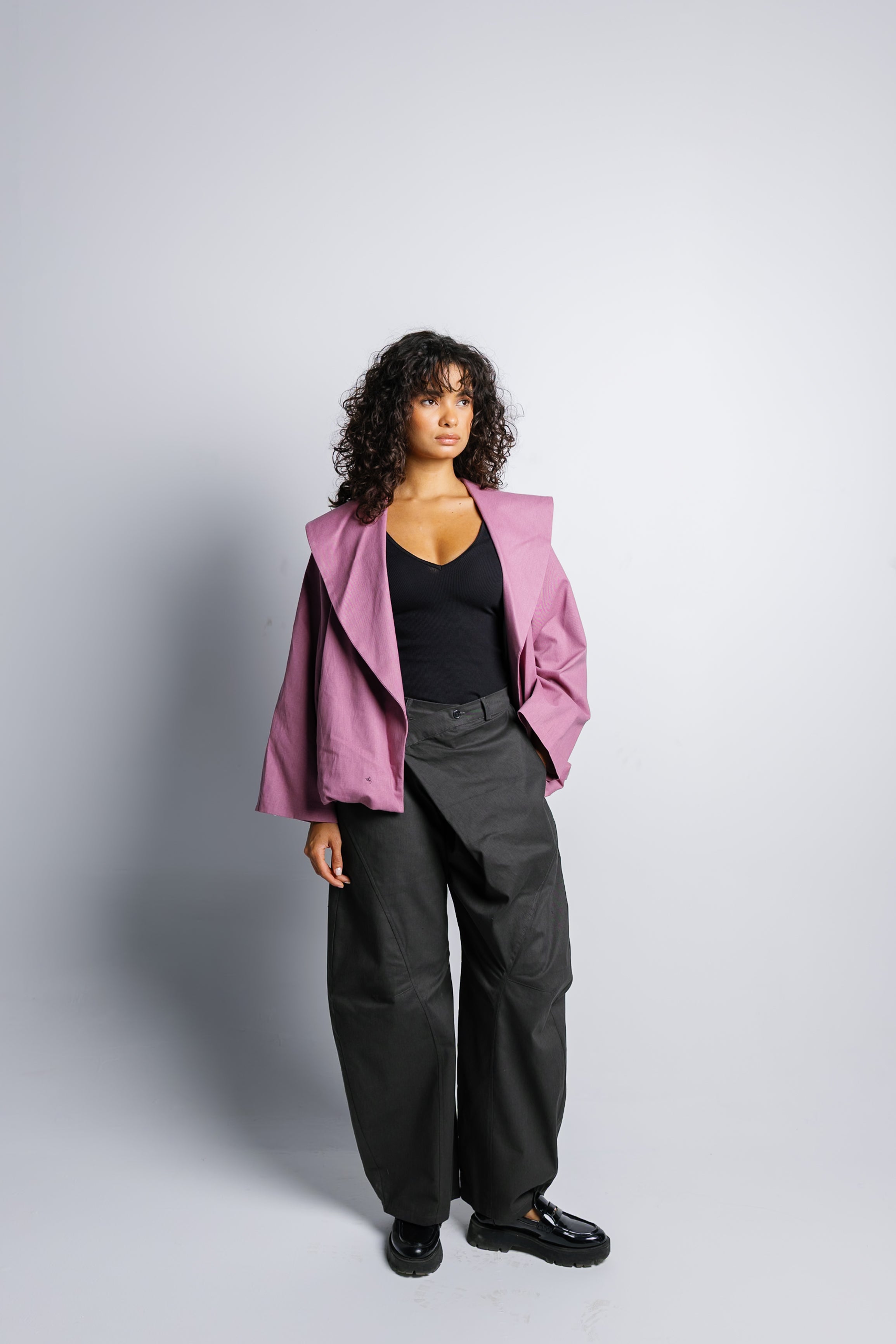 Offset Balloon Jacket - China Rose