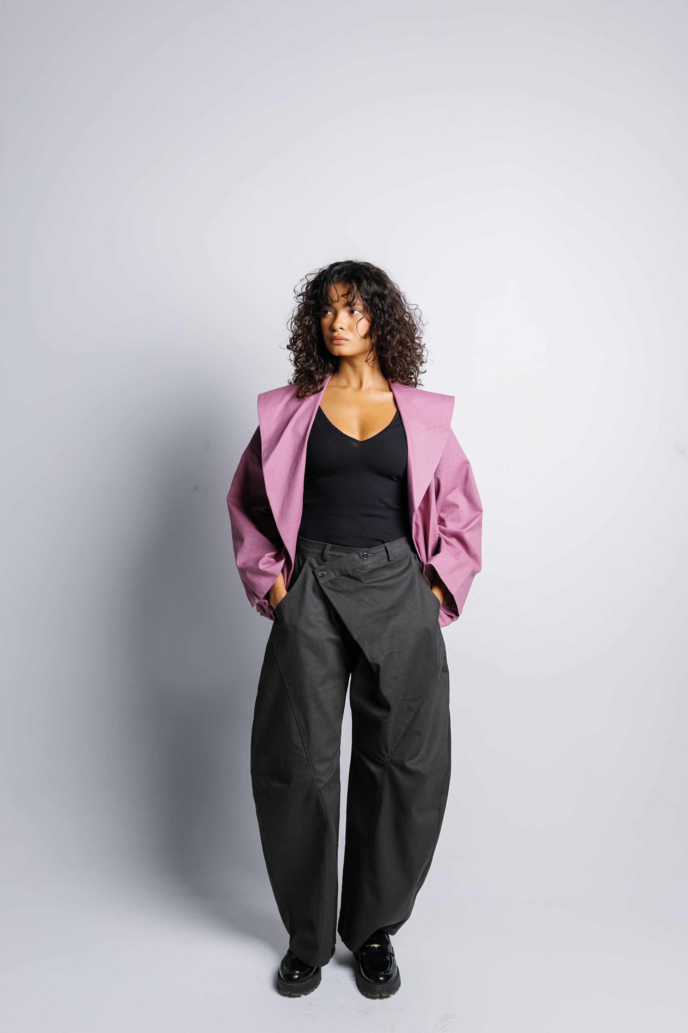 Offset Balloon Jacket - China Rose
