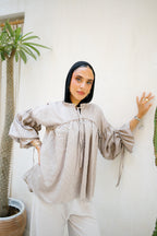 Sea Ruffle Blouse - Coffee