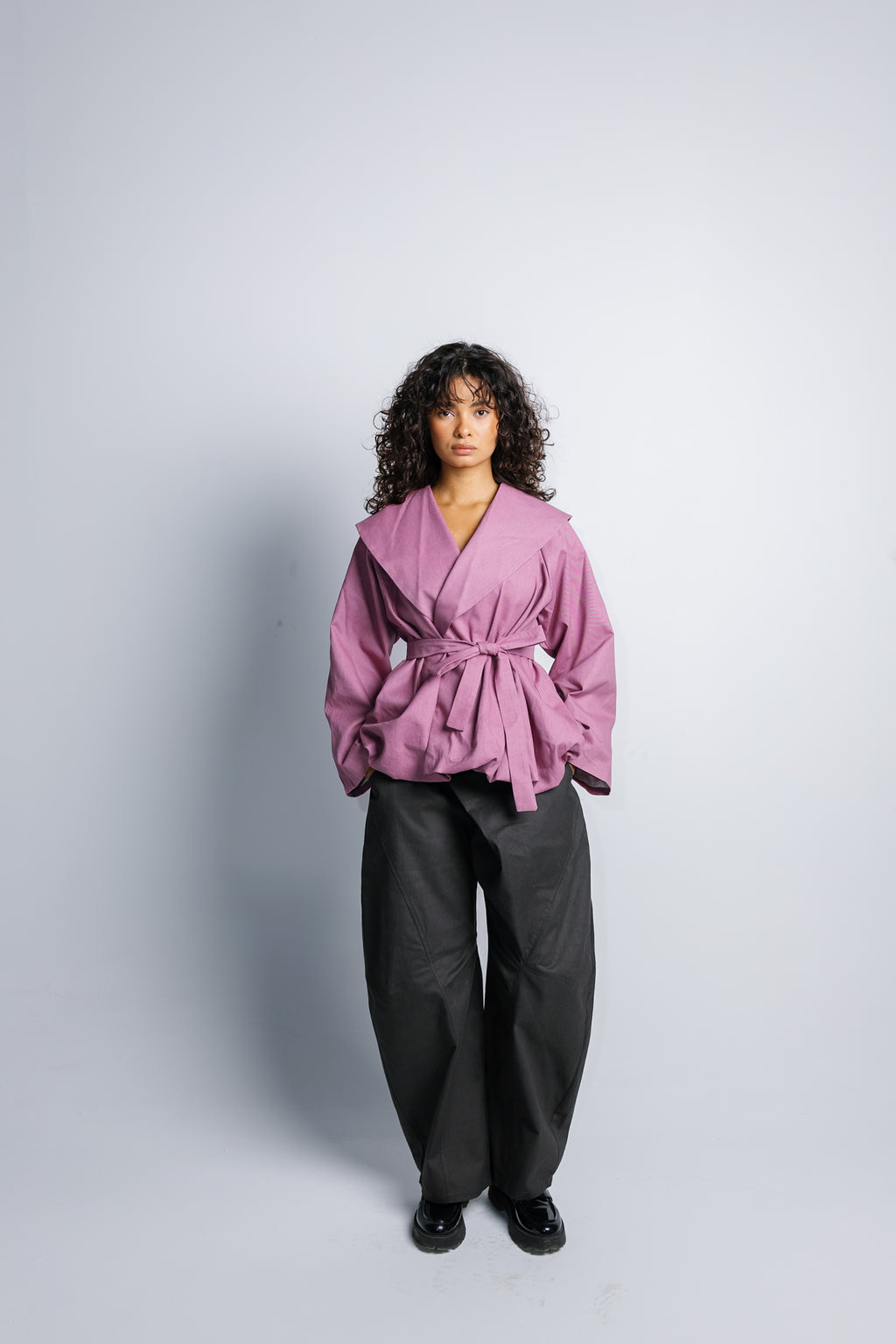 Offset Balloon Jacket - China Rose