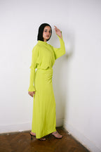 Ruched Maxi Skirt - Apple Green