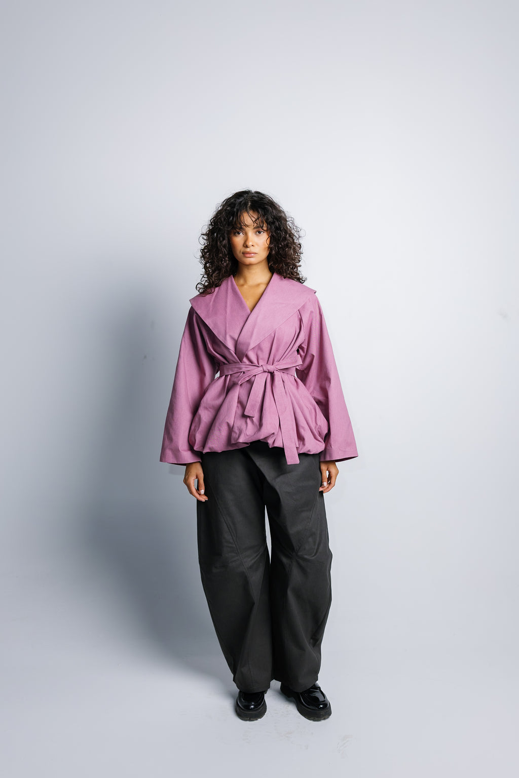 Offset Balloon Jacket - China Rose