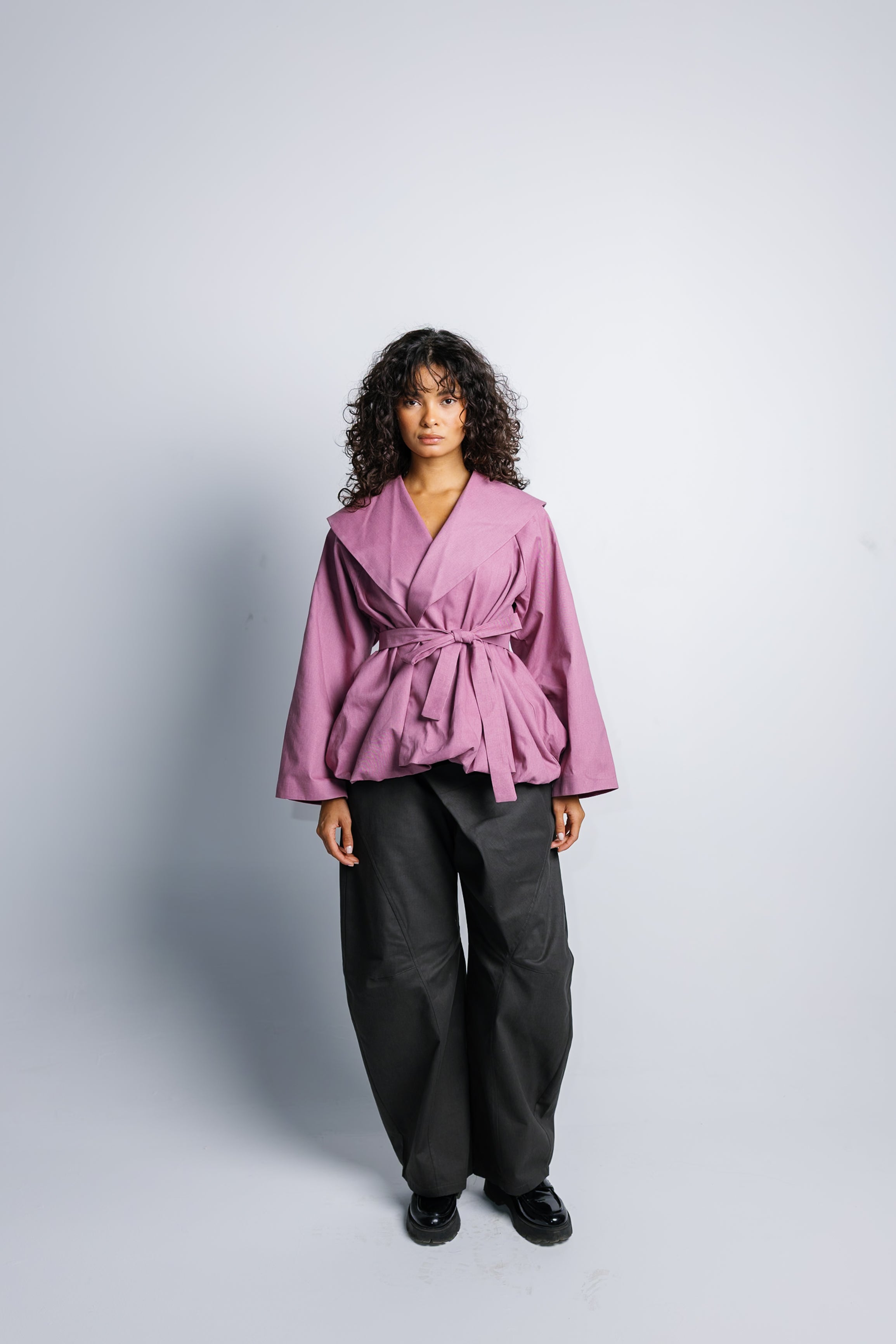 Offset Balloon Jacket - China Rose