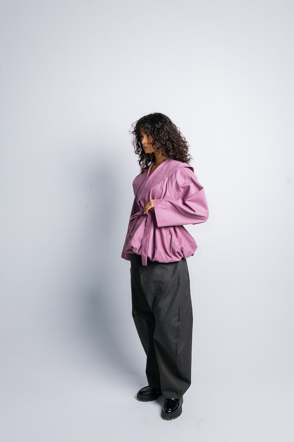 Offset Balloon Jacket - China Rose