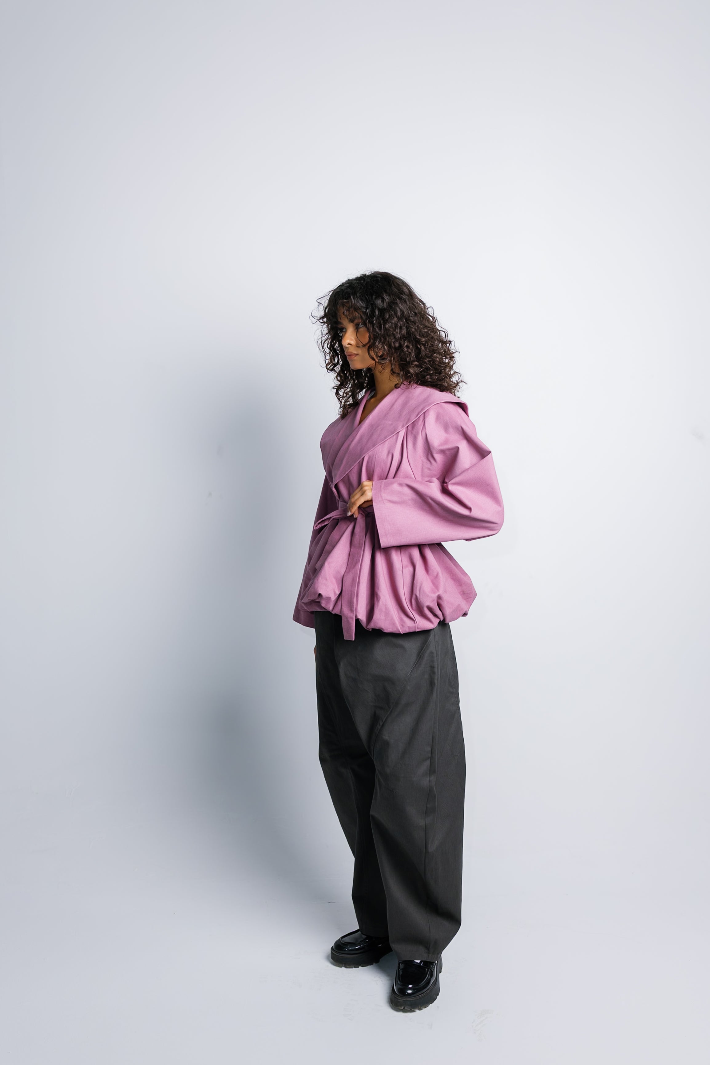 Offset Balloon Jacket - China Rose