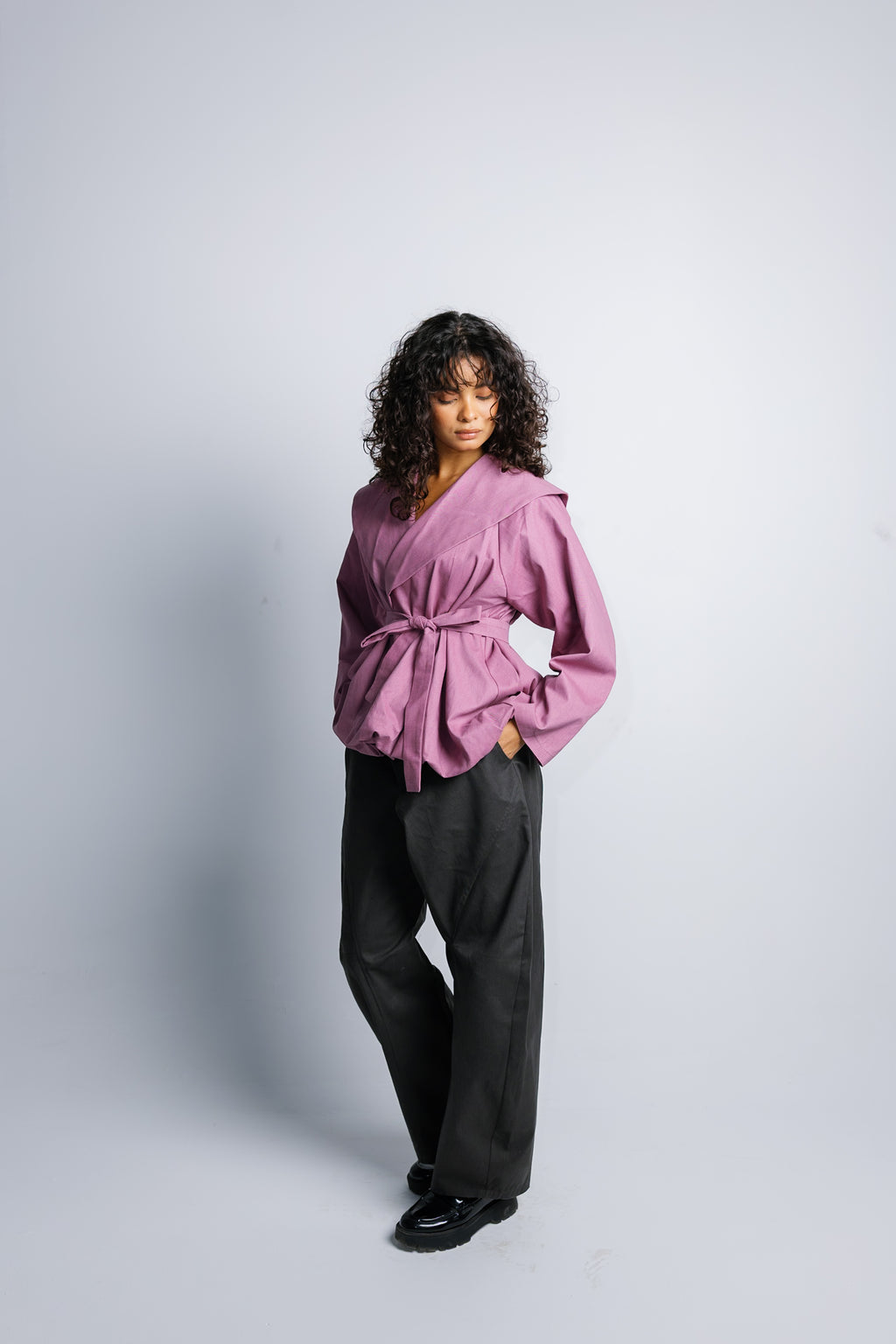 Offset Balloon Jacket - China Rose
