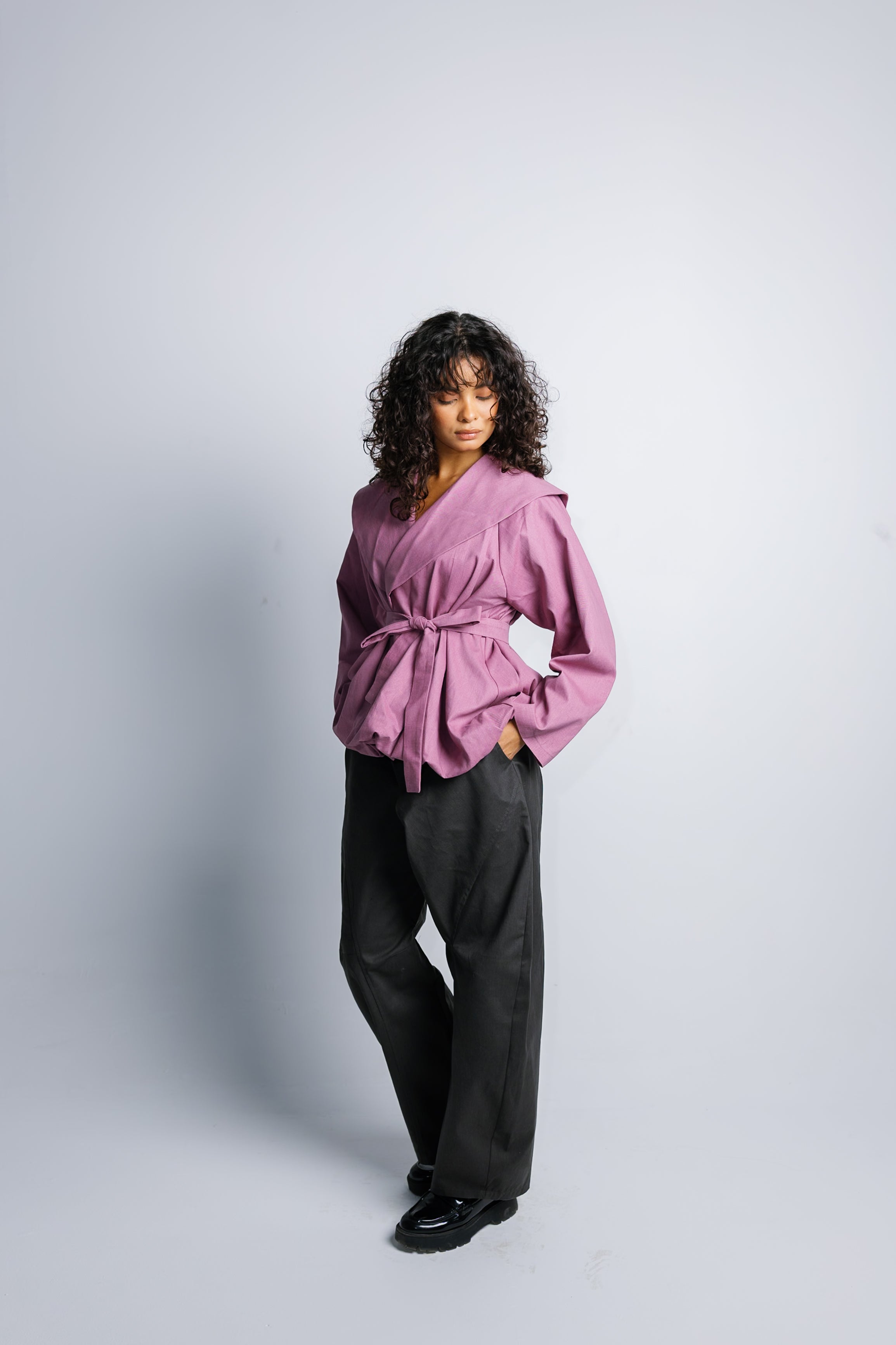 Offset Balloon Jacket - China Rose