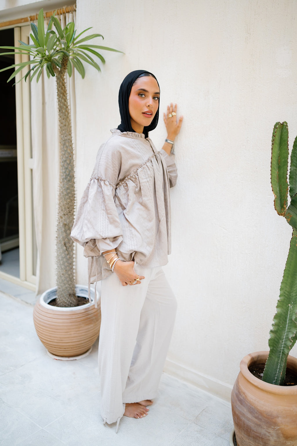 Sea Ruffle Blouse - Coffee