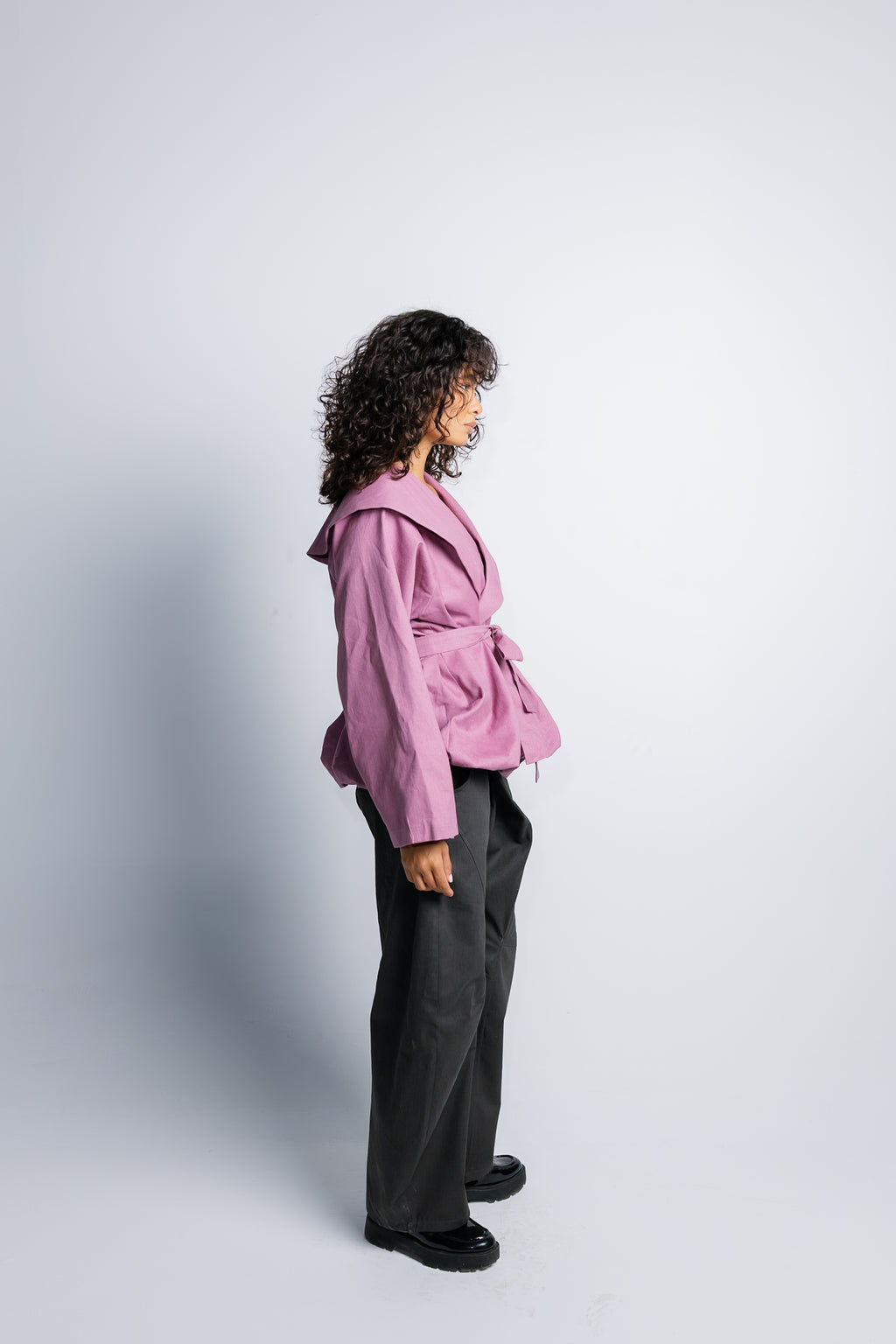 Offset Balloon Jacket - China Rose