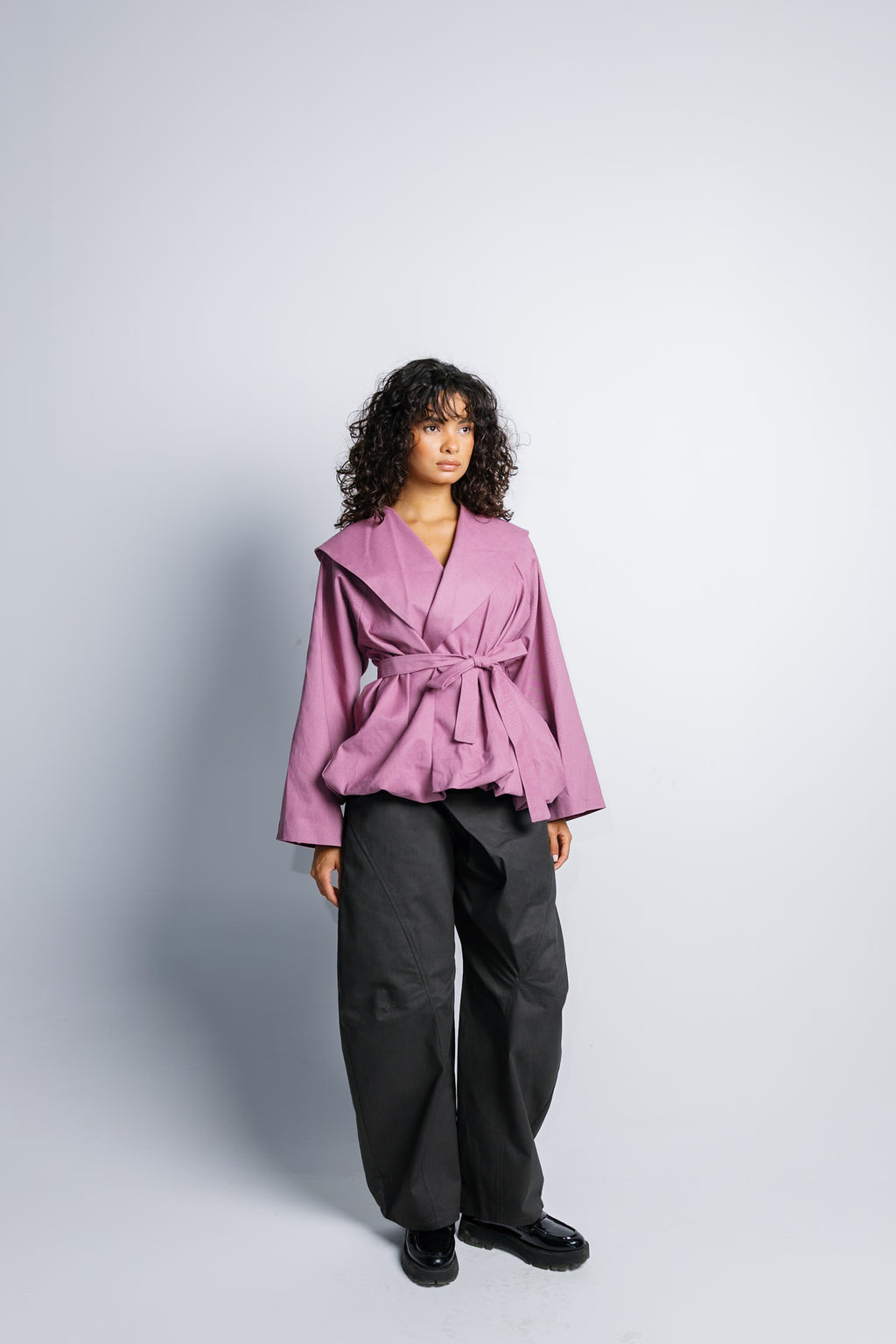 Offset Balloon Jacket - China Rose
