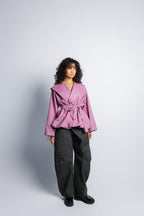Offset Balloon Jacket - China Rose