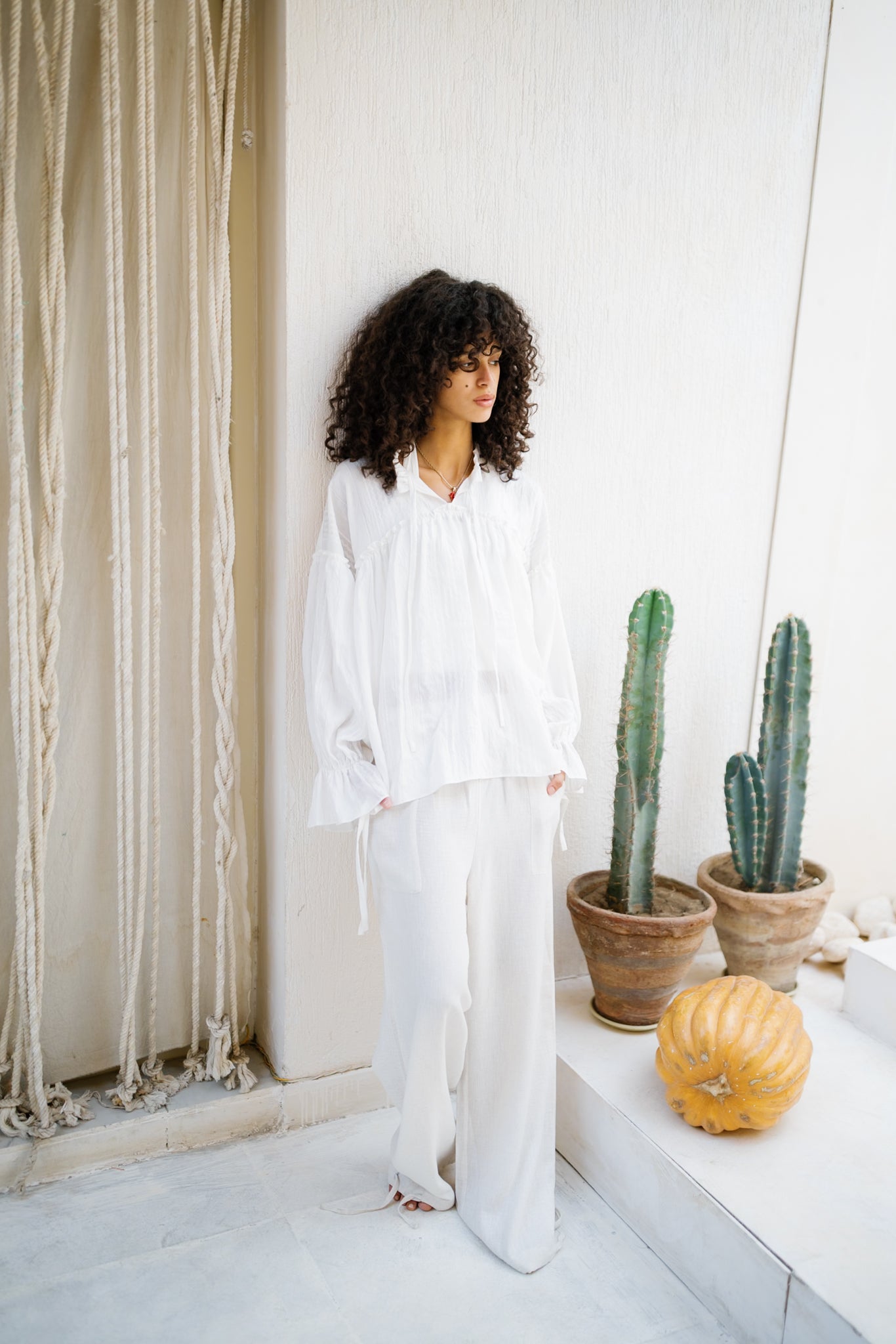 Sea Ruffle Blouse - White