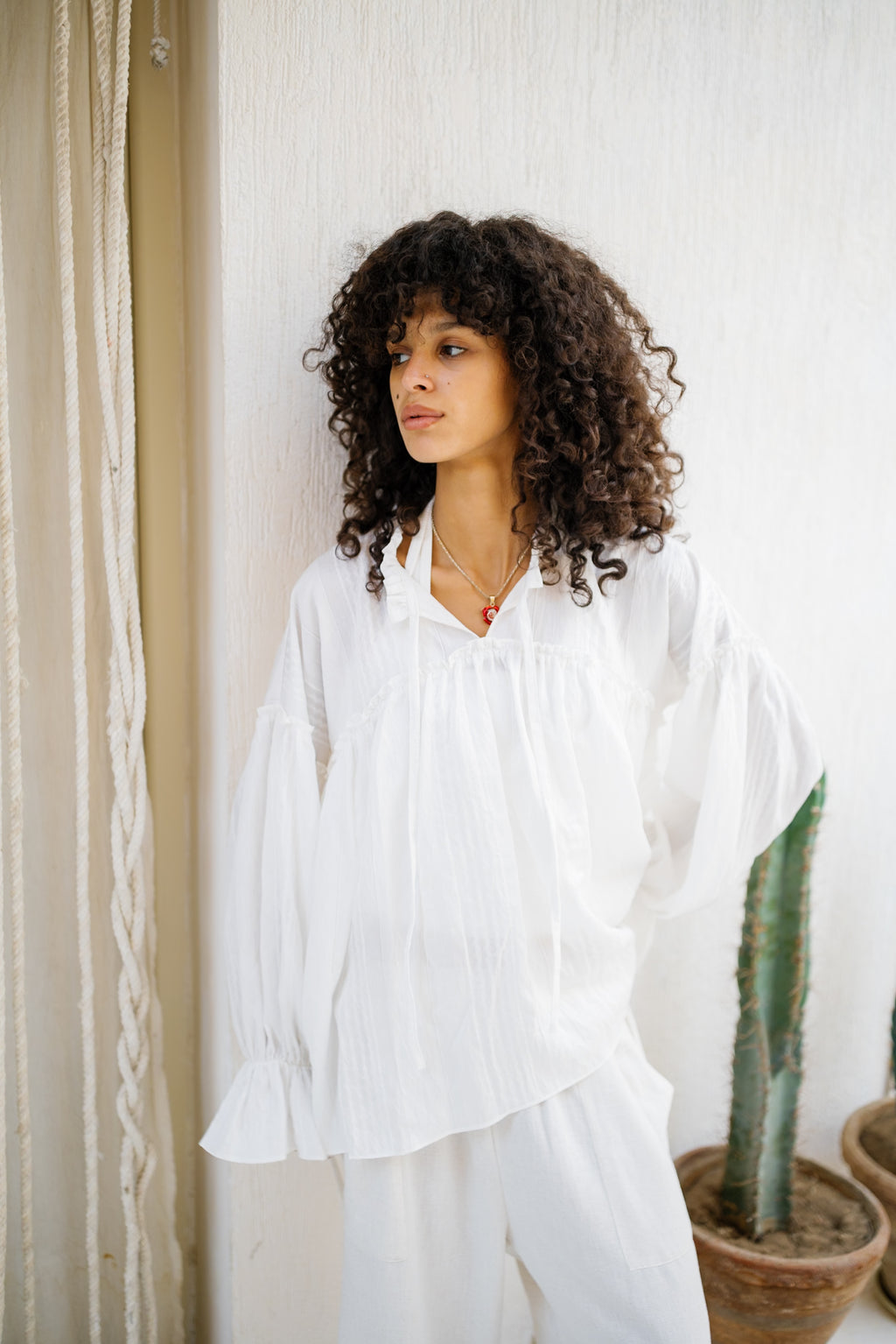 Sea Ruffle Blouse - White