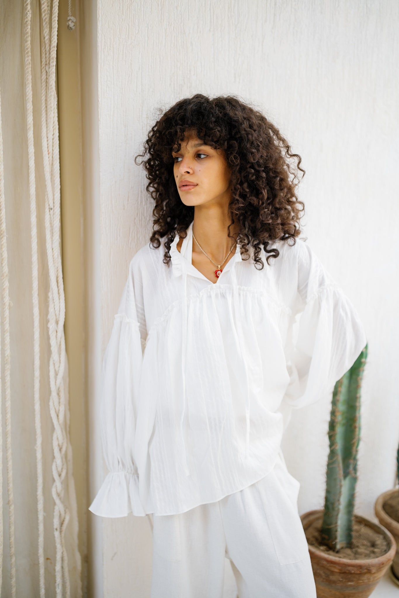 Sea Ruffle Blouse - White