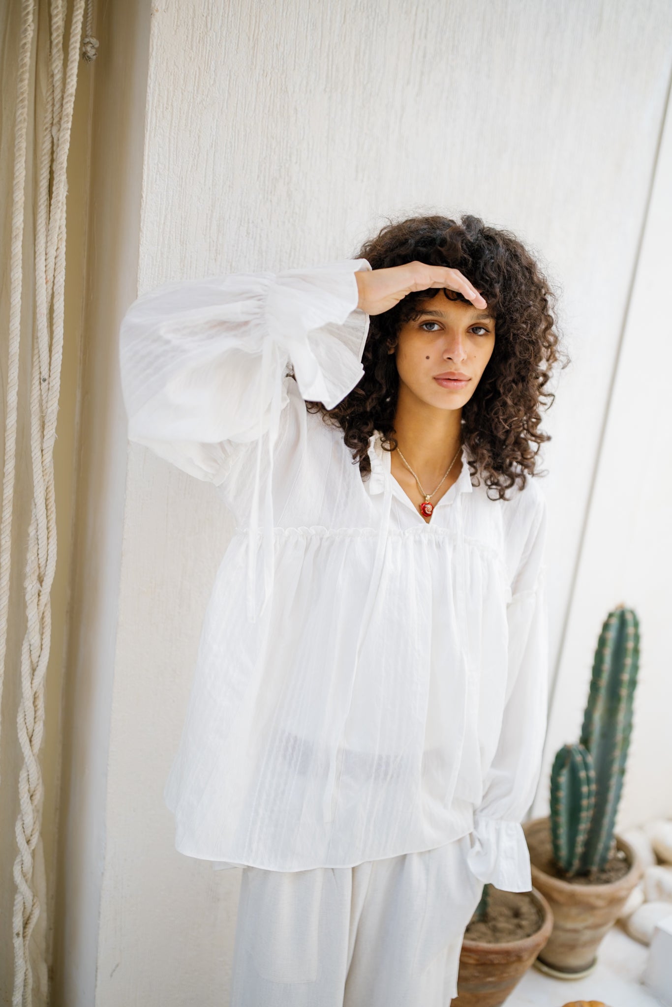 Sea Ruffle Blouse - White