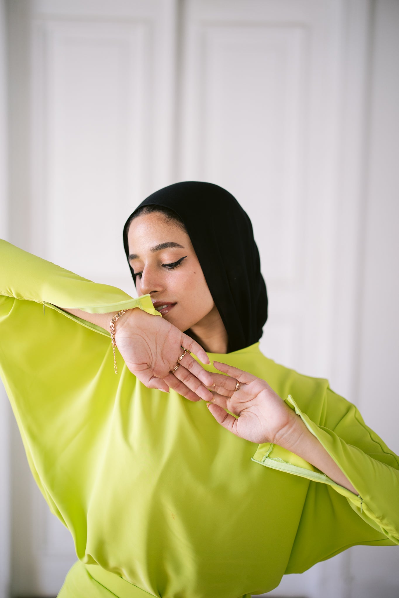 Long Sleeve top with Pleats - Apple Green