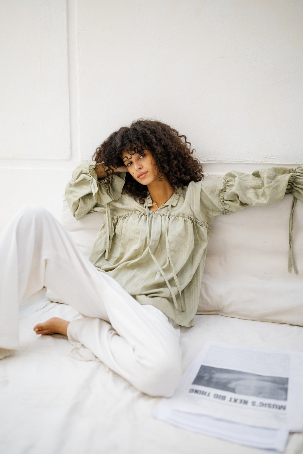 Sea Ruffle Blouse - Pistachio