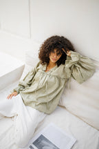 Sea Ruffle Blouse - Pistachio