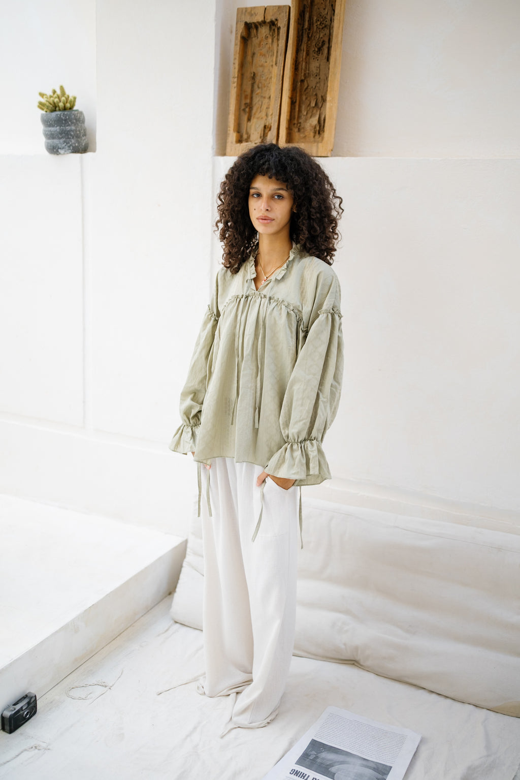 Sea Ruffle Blouse - Pistachio