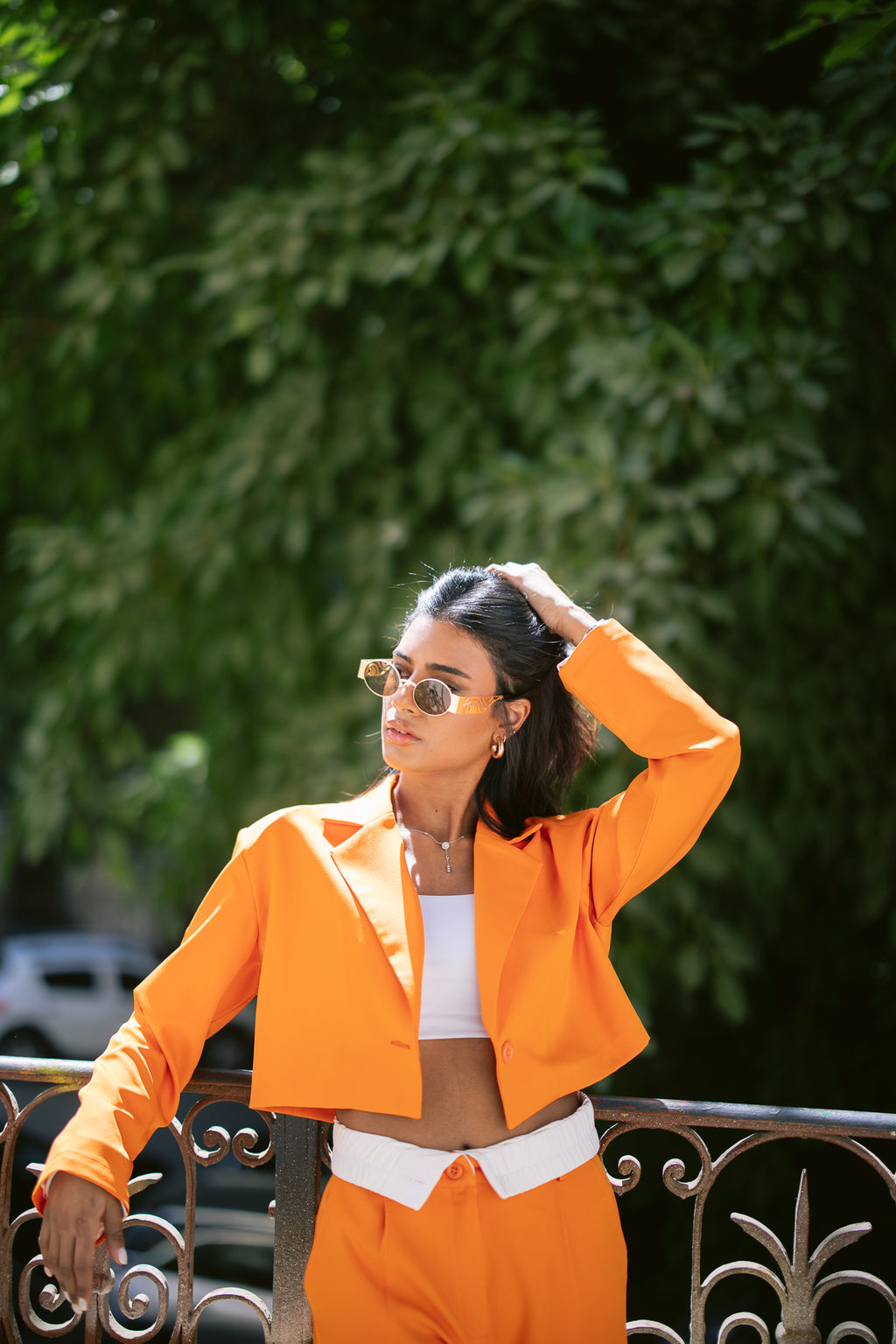 Cropped Dad Blazer - Coral Orange