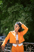 Cropped Dad Blazer - Coral Orange
