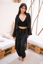 Linen Shirt & Pants Co-Ord in Black